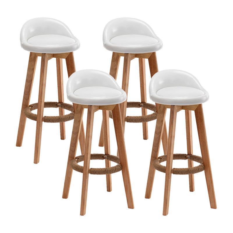 Scandinavian Wood Kitchen Dining Room Armless Stool Low Back Bar Stool White Set of 4 Clearhalo 'Bar Furniture' 'Bar Stools' 'bar_stools' 'Furniture' 'furniture_bar_stools' 'Kitchen & Dining Furniture' 4791029