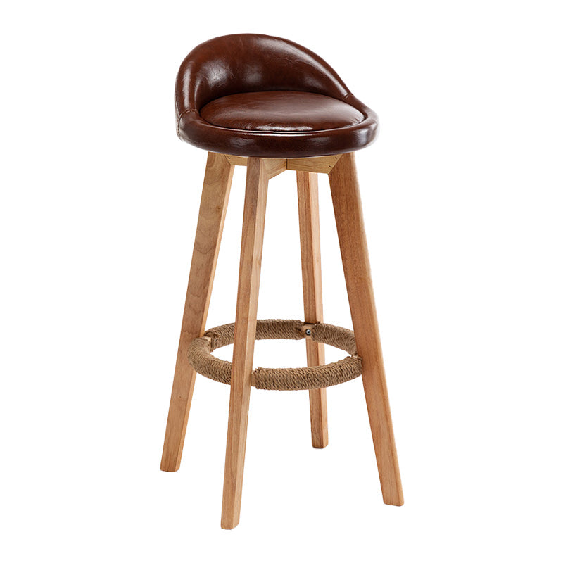 Scandinavian Wood Kitchen Dining Room Armless Stool Low Back Bar Stool Dark Coffee 1 Piece Clearhalo 'Bar Furniture' 'Bar Stools' 'bar_stools' 'Furniture' 'furniture_bar_stools' 'Kitchen & Dining Furniture' 4791030