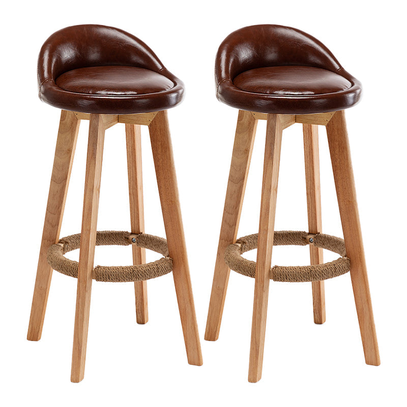 Scandinavian Wood Kitchen Dining Room Armless Stool Low Back Bar Stool Dark Coffee Set of 2 Clearhalo 'Bar Furniture' 'Bar Stools' 'bar_stools' 'Furniture' 'furniture_bar_stools' 'Kitchen & Dining Furniture' 4791031