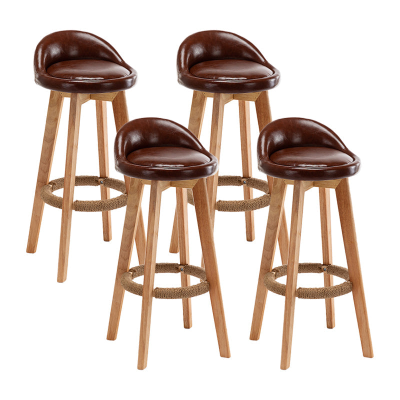 Scandinavian Wood Kitchen Dining Room Armless Stool Low Back Bar Stool Dark Coffee Set of 4 Clearhalo 'Bar Furniture' 'Bar Stools' 'bar_stools' 'Furniture' 'furniture_bar_stools' 'Kitchen & Dining Furniture' 4791032