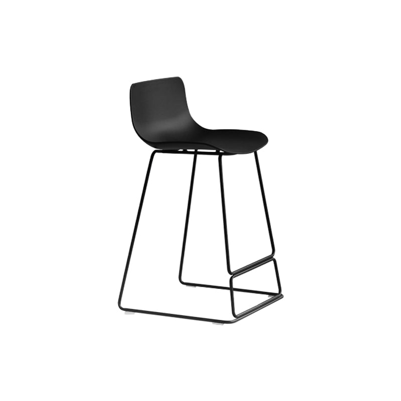 Nordic Bar-stool Plastic Counter Bar Stool for Kitchen Bar with Metal Legs Black 1 Piece Counter Stool (24"H) Clearhalo 'Bar Furniture' 'Bar Stools' 'bar_stools' 'furn' 'furn_bar_stools' 'Furniture' 'furniture_bar_stools' 'Kitchen & Dining Furniture' 4791040
