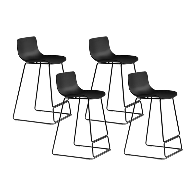 Nordic Bar-stool Plastic Counter Bar Stool for Kitchen Bar with Metal Legs Black 4 Piece Set Counter Stool (24"H) Clearhalo 'Bar Furniture' 'Bar Stools' 'bar_stools' 'furn' 'furn_bar_stools' 'Furniture' 'furniture_bar_stools' 'Kitchen & Dining Furniture' 4791044