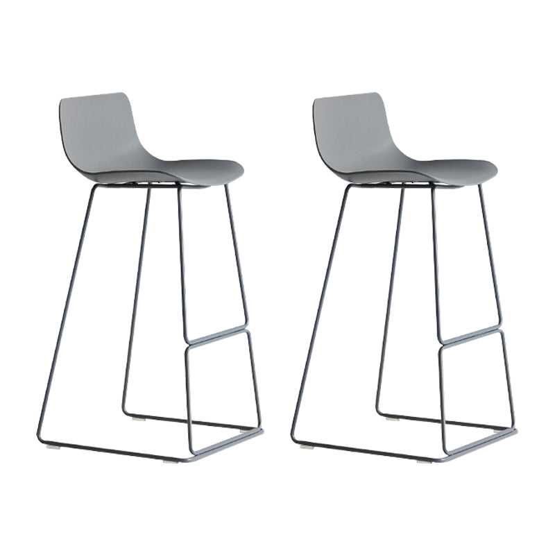 Nordic Bar-stool Plastic Counter Bar Stool for Kitchen Bar with Metal Legs Grey 2 Piece Set Bar Stool(30"H) Clearhalo 'Bar Furniture' 'Bar Stools' 'bar_stools' 'furn' 'furn_bar_stools' 'Furniture' 'furniture_bar_stools' 'Kitchen & Dining Furniture' 4791048