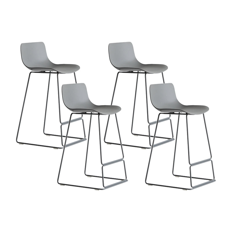 Nordic Bar-stool Plastic Counter Bar Stool for Kitchen Bar with Metal Legs Grey 4 Piece Set Clearhalo 'Bar Furniture' 'Bar Stools' 'bar_stools' 'furn' 'furn_bar_stools' 'Furniture' 'furniture_bar_stools' 'Kitchen & Dining Furniture' 4791057