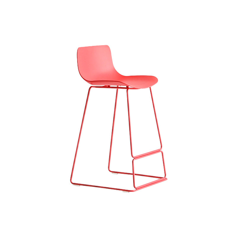 Nordic Bar-stool Plastic Counter Bar Stool for Kitchen Bar with Metal Legs Red 1 Piece Counter Stool(26"H) Clearhalo 'Bar Furniture' 'Bar Stools' 'bar_stools' 'furn' 'furn_bar_stools' 'Furniture' 'furniture_bar_stools' 'Kitchen & Dining Furniture' 4791066