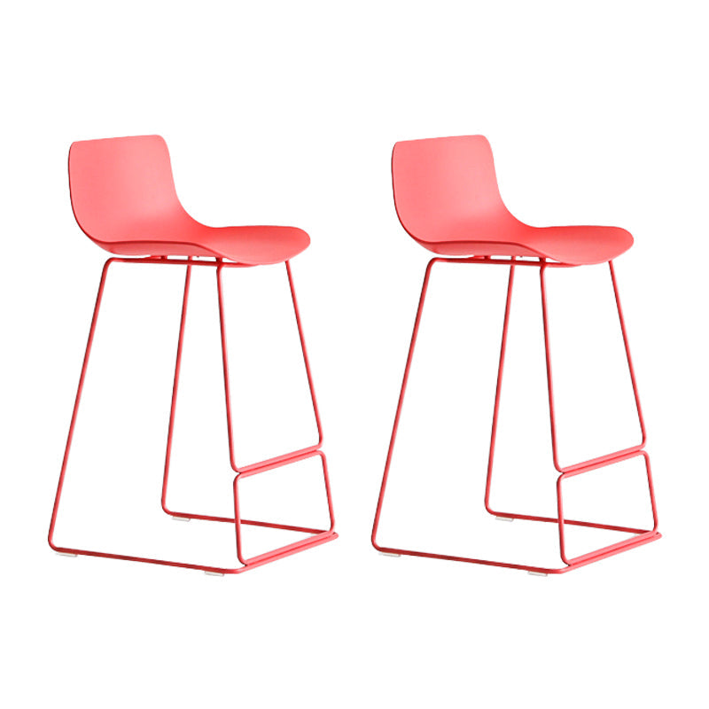 Nordic Bar-stool Plastic Counter Bar Stool for Kitchen Bar with Metal Legs Red 2 Piece Set Counter Stool(26"H) Clearhalo 'Bar Furniture' 'Bar Stools' 'bar_stools' 'furn' 'furn_bar_stools' 'Furniture' 'furniture_bar_stools' 'Kitchen & Dining Furniture' 4791067