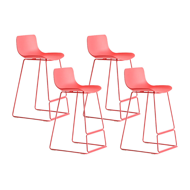 Nordic Bar-stool Plastic Counter Bar Stool for Kitchen Bar with Metal Legs Red 4 Piece Set Counter Stool(26"H) Clearhalo 'Bar Furniture' 'Bar Stools' 'bar_stools' 'furn' 'furn_bar_stools' 'Furniture' 'furniture_bar_stools' 'Kitchen & Dining Furniture' 4791068