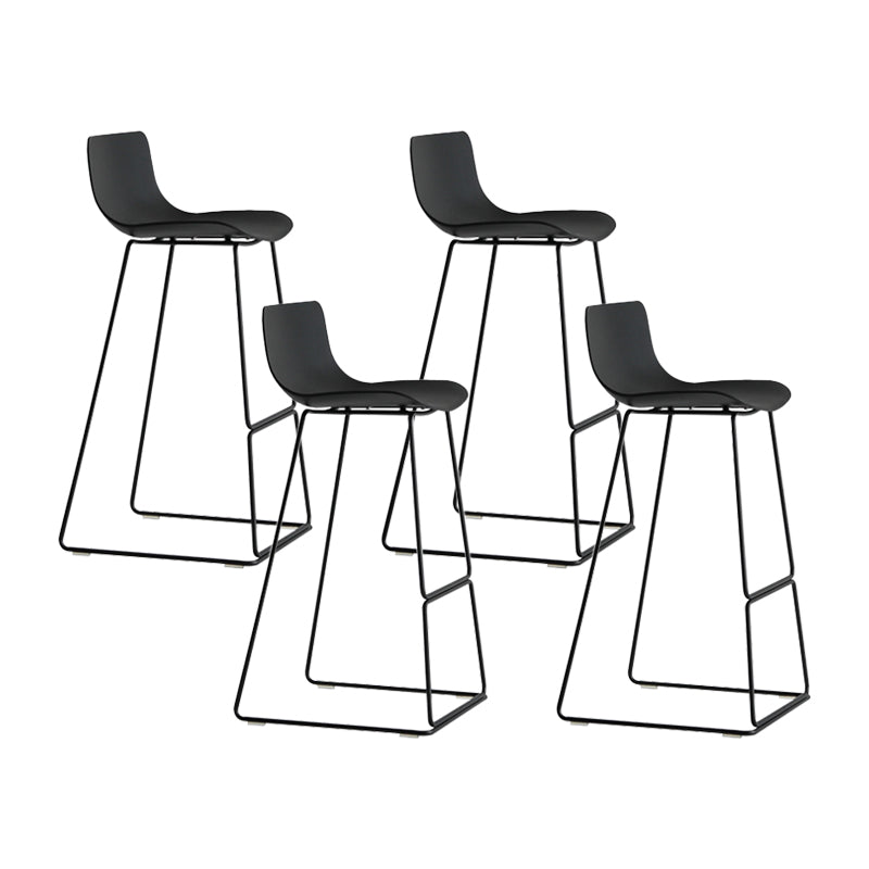 Nordic Bar-stool Plastic Counter Bar Stool for Kitchen Bar with Metal Legs Black 4 Piece Set Bar Stool(30"H) Clearhalo 'Bar Furniture' 'Bar Stools' 'bar_stools' 'furn' 'furn_bar_stools' 'Furniture' 'furniture_bar_stools' 'Kitchen & Dining Furniture' 4791071