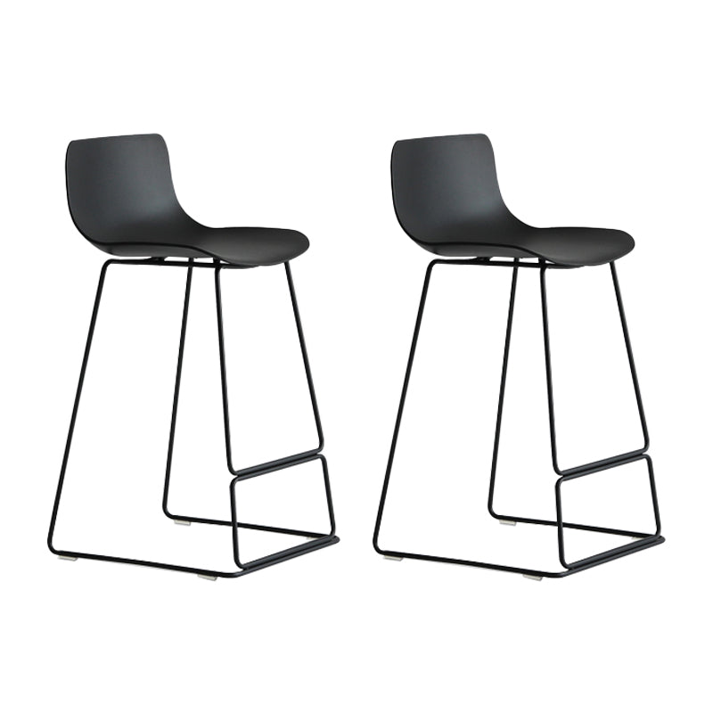 Nordic Bar-stool Plastic Counter Bar Stool for Kitchen Bar with Metal Legs Black 2 Piece Set Counter Stool(26"H) Clearhalo 'Bar Furniture' 'Bar Stools' 'bar_stools' 'furn' 'furn_bar_stools' 'Furniture' 'furniture_bar_stools' 'Kitchen & Dining Furniture' 4791073
