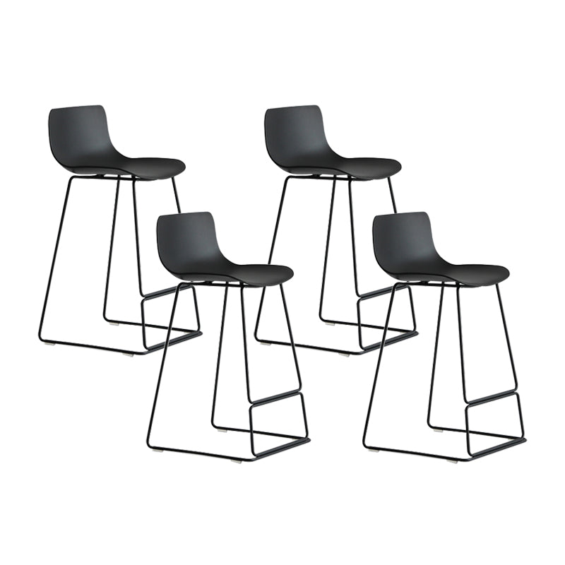 Nordic Bar-stool Plastic Counter Bar Stool for Kitchen Bar with Metal Legs Black 4 Piece Set Counter Stool(26"H) Clearhalo 'Bar Furniture' 'Bar Stools' 'bar_stools' 'furn' 'furn_bar_stools' 'Furniture' 'furniture_bar_stools' 'Kitchen & Dining Furniture' 4791074