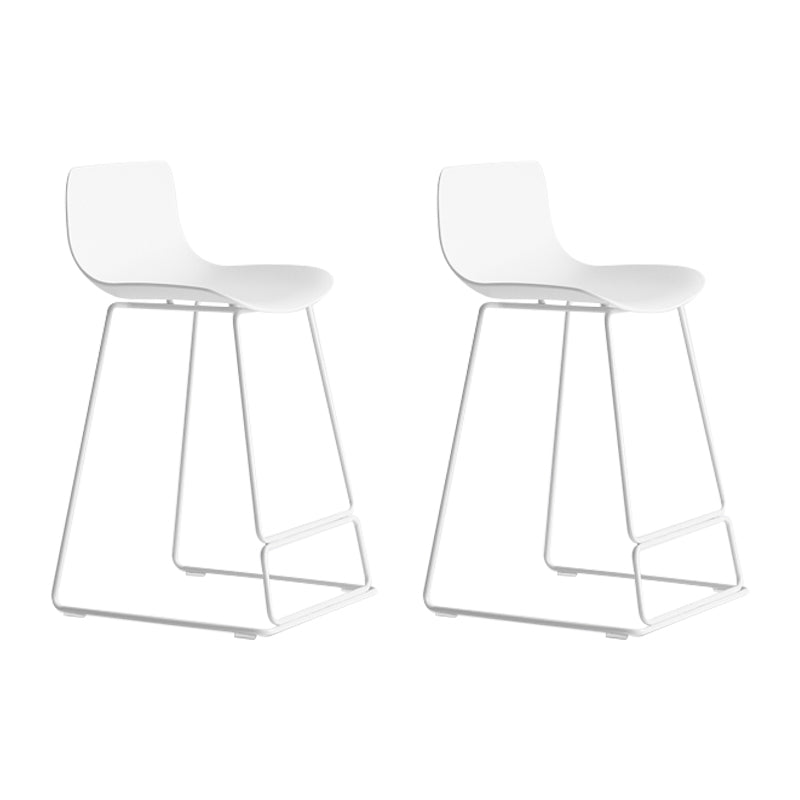 Nordic Bar-stool Plastic Counter Bar Stool for Kitchen Bar with Metal Legs White 2 Piece Set Counter Stool(26"H) Clearhalo 'Bar Furniture' 'Bar Stools' 'bar_stools' 'furn' 'furn_bar_stools' 'Furniture' 'furniture_bar_stools' 'Kitchen & Dining Furniture' 4791082