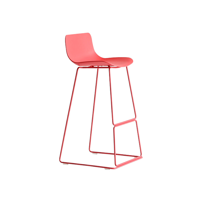 Nordic Bar-stool Plastic Counter Bar Stool for Kitchen Bar with Metal Legs Red 1 Piece Bar Stool(30"H) Clearhalo 'Bar Furniture' 'Bar Stools' 'bar_stools' 'furn' 'furn_bar_stools' 'Furniture' 'furniture_bar_stools' 'Kitchen & Dining Furniture' 4791084