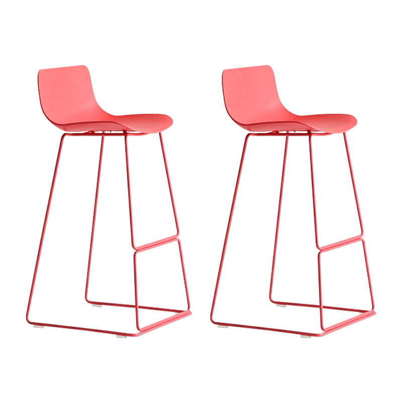 Nordic Bar-stool Plastic Counter Bar Stool for Kitchen Bar with Metal Legs Red 2 Piece Set Bar Stool(30"H) Clearhalo 'Bar Furniture' 'Bar Stools' 'bar_stools' 'furn' 'furn_bar_stools' 'Furniture' 'furniture_bar_stools' 'Kitchen & Dining Furniture' 4791085