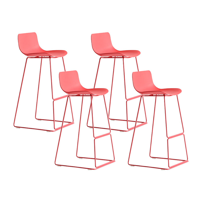Nordic Bar-stool Plastic Counter Bar Stool for Kitchen Bar with Metal Legs Red 4 Piece Set Bar Stool(30"H) Clearhalo 'Bar Furniture' 'Bar Stools' 'bar_stools' 'furn' 'furn_bar_stools' 'Furniture' 'furniture_bar_stools' 'Kitchen & Dining Furniture' 4791086
