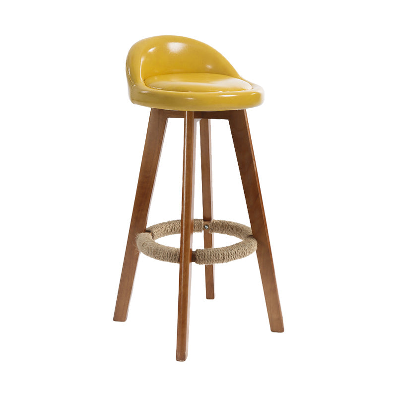 27.56" Wood Scandinavian Kitchen Dining Room Armless Stool Low Back Bar Stool Yellow 1 Piece Clearhalo 'Bar Furniture' 'Bar Stools' 'bar_stools' 'furn' 'furn_bar_stools' 'Furniture' 'furniture_bar_stools' 'Kitchen & Dining Furniture' 4791091