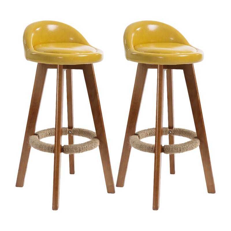 27.56" Wood Scandinavian Kitchen Dining Room Armless Stool Low Back Bar Stool Yellow 2 Piece Set Clearhalo 'Bar Furniture' 'Bar Stools' 'bar_stools' 'furn' 'furn_bar_stools' 'Furniture' 'furniture_bar_stools' 'Kitchen & Dining Furniture' 4791092