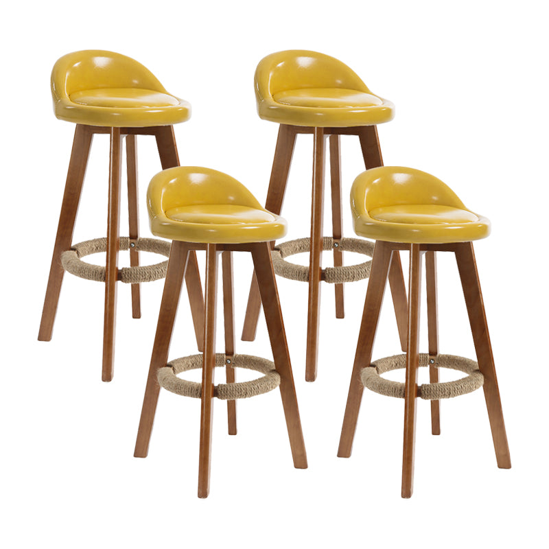 27.56" Wood Scandinavian Kitchen Dining Room Armless Stool Low Back Bar Stool Yellow 4 Piece Set Clearhalo 'Bar Furniture' 'Bar Stools' 'bar_stools' 'furn' 'furn_bar_stools' 'Furniture' 'furniture_bar_stools' 'Kitchen & Dining Furniture' 4791095