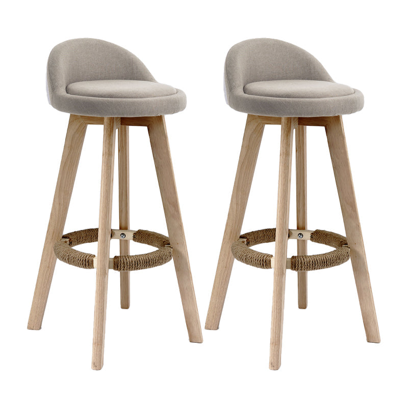 27.56" Wood Scandinavian Kitchen Dining Room Armless Stool Low Back Bar Stool Khaki 2 Piece Set Clearhalo 'Bar Furniture' 'Bar Stools' 'bar_stools' 'furn' 'furn_bar_stools' 'Furniture' 'furniture_bar_stools' 'Kitchen & Dining Furniture' 4791099