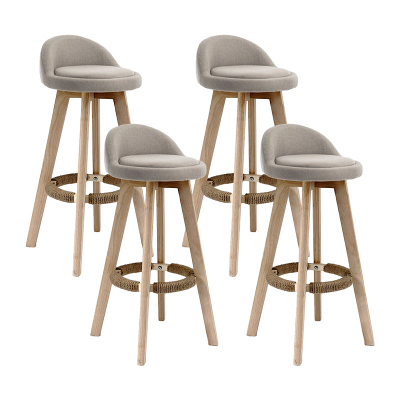 27.56" Wood Scandinavian Kitchen Dining Room Armless Stool Low Back Bar Stool Khaki 4 Piece Set Clearhalo 'Bar Furniture' 'Bar Stools' 'bar_stools' 'furn' 'furn_bar_stools' 'Furniture' 'furniture_bar_stools' 'Kitchen & Dining Furniture' 4791100