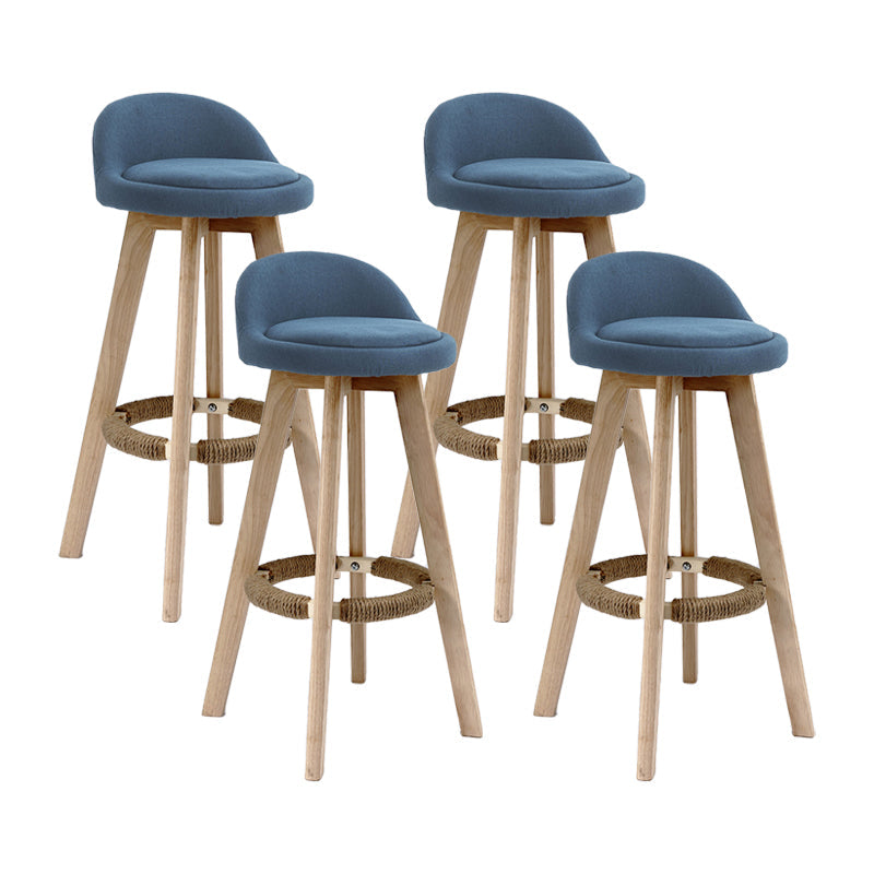27.56" Wood Scandinavian Kitchen Dining Room Armless Stool Low Back Bar Stool Dark Blue 4 Piece Set Clearhalo 'Bar Furniture' 'Bar Stools' 'bar_stools' 'furn' 'furn_bar_stools' 'Furniture' 'furniture_bar_stools' 'Kitchen & Dining Furniture' 4791104