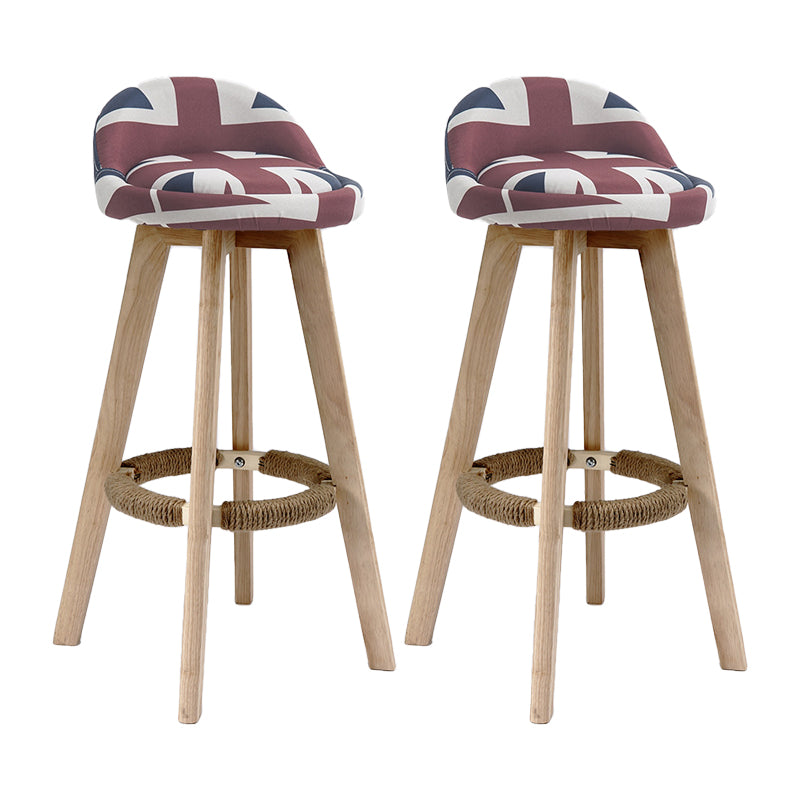 27.56" Wood Scandinavian Kitchen Dining Room Armless Stool Low Back Bar Stool Beige 2 Piece Set Clearhalo 'Bar Furniture' 'Bar Stools' 'bar_stools' 'furn' 'furn_bar_stools' 'Furniture' 'furniture_bar_stools' 'Kitchen & Dining Furniture' 4791106