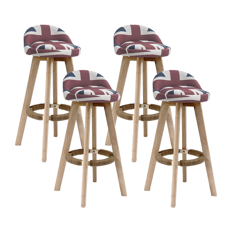 27.56" Wood Scandinavian Kitchen Dining Room Armless Stool Low Back Bar Stool Beige 4 Piece Set Clearhalo 'Bar Furniture' 'Bar Stools' 'bar_stools' 'furn' 'furn_bar_stools' 'Furniture' 'furniture_bar_stools' 'Kitchen & Dining Furniture' 4791107