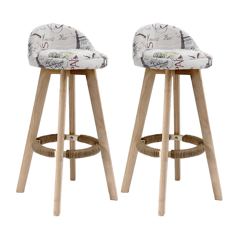 27.56" Wood Scandinavian Kitchen Dining Room Armless Stool Low Back Bar Stool Floral 2 Piece Set Clearhalo 'Bar Furniture' 'Bar Stools' 'bar_stools' 'furn' 'furn_bar_stools' 'Furniture' 'furniture_bar_stools' 'Kitchen & Dining Furniture' 4791109