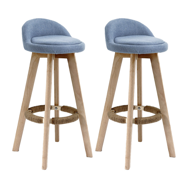 27.56" Wood Scandinavian Kitchen Dining Room Armless Stool Low Back Bar Stool Royal Blue 2 Piece Set Clearhalo 'Bar Furniture' 'Bar Stools' 'bar_stools' 'furn' 'furn_bar_stools' 'Furniture' 'furniture_bar_stools' 'Kitchen & Dining Furniture' 4791112