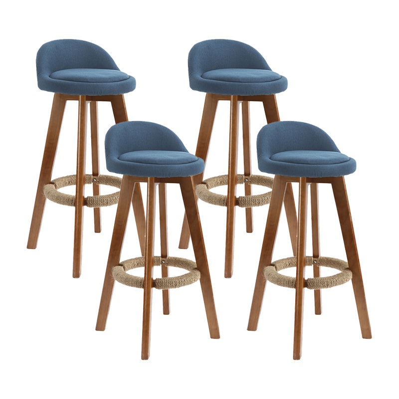 27.56" Wood Scandinavian Kitchen Dining Room Armless Stool Low Back Bar Stool Blue 4 Piece Set Clearhalo 'Bar Furniture' 'Bar Stools' 'bar_stools' 'furn' 'furn_bar_stools' 'Furniture' 'furniture_bar_stools' 'Kitchen & Dining Furniture' 4791116