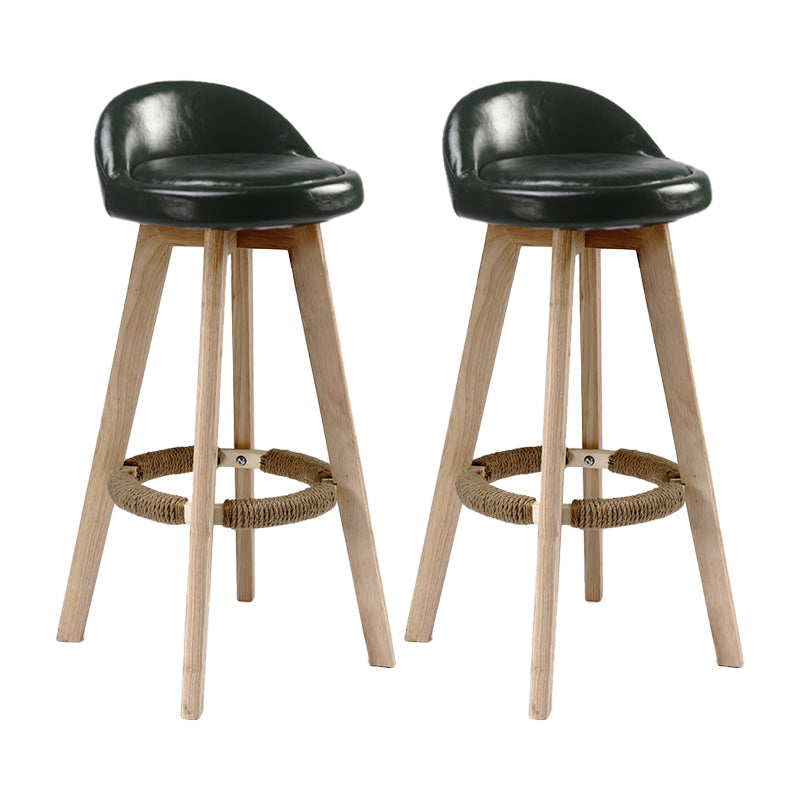 27.56" Wood Scandinavian Kitchen Dining Room Armless Stool Low Back Bar Stool Blackish Green 2 Piece Set Clearhalo 'Bar Furniture' 'Bar Stools' 'bar_stools' 'furn' 'furn_bar_stools' 'Furniture' 'furniture_bar_stools' 'Kitchen & Dining Furniture' 4791118