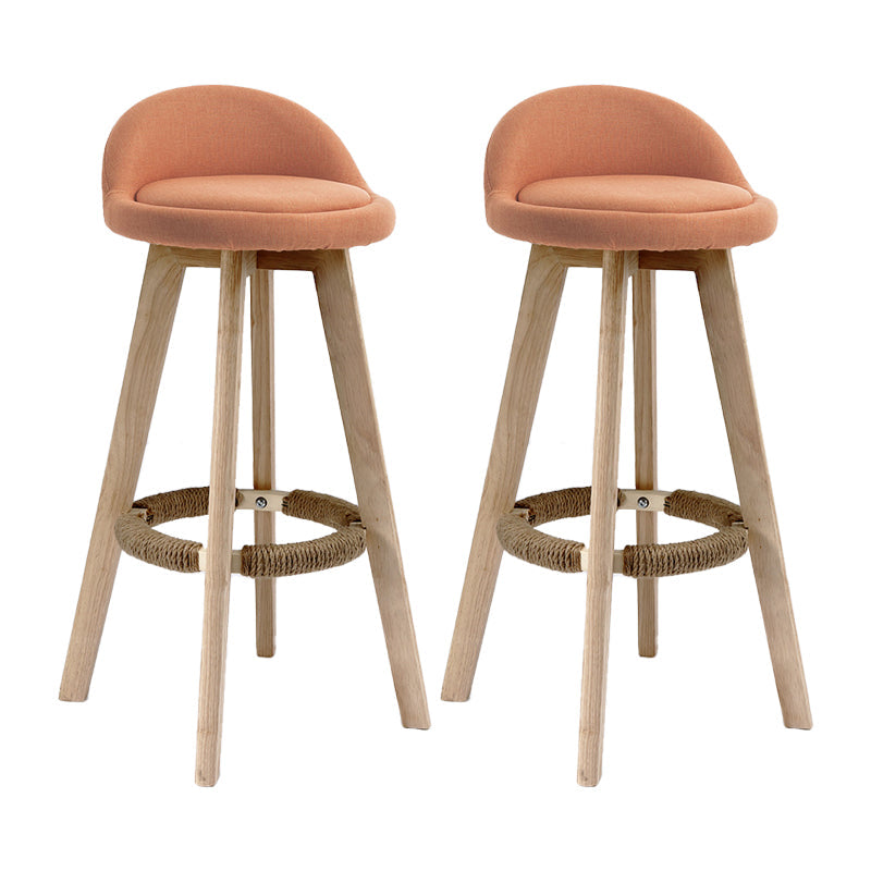 27.56" Wood Scandinavian Kitchen Dining Room Armless Stool Low Back Bar Stool Orange 2 Piece Set Clearhalo 'Bar Furniture' 'Bar Stools' 'bar_stools' 'furn' 'furn_bar_stools' 'Furniture' 'furniture_bar_stools' 'Kitchen & Dining Furniture' 4791121