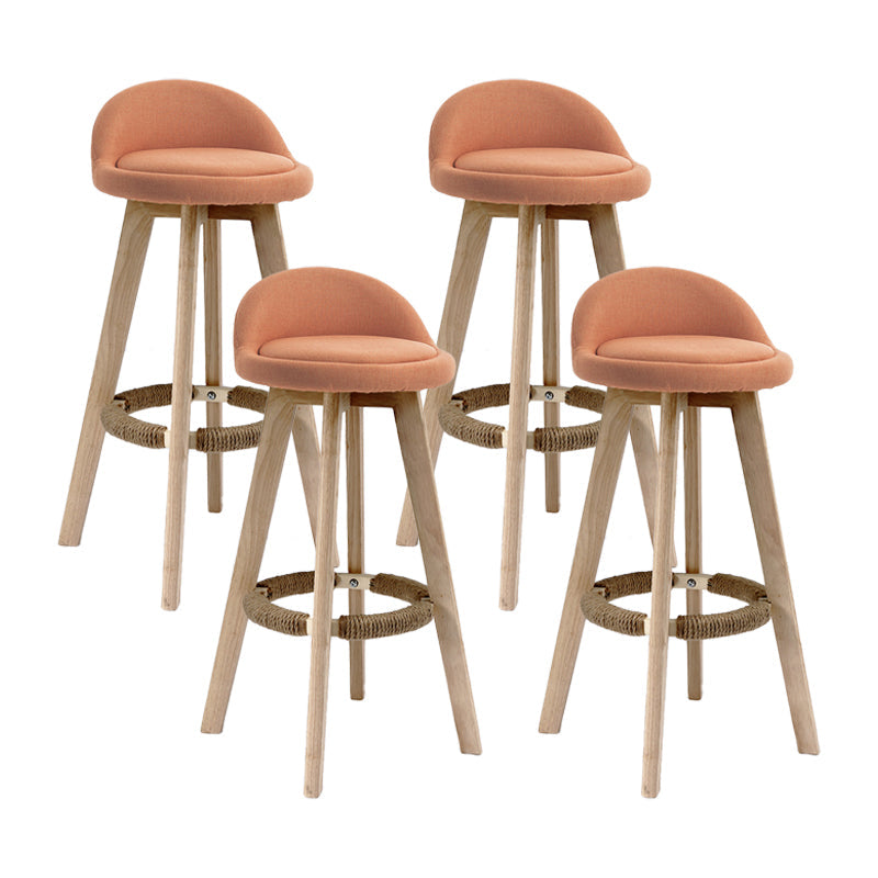 27.56" Wood Scandinavian Kitchen Dining Room Armless Stool Low Back Bar Stool Orange 4 Piece Set Clearhalo 'Bar Furniture' 'Bar Stools' 'bar_stools' 'furn' 'furn_bar_stools' 'Furniture' 'furniture_bar_stools' 'Kitchen & Dining Furniture' 4791122