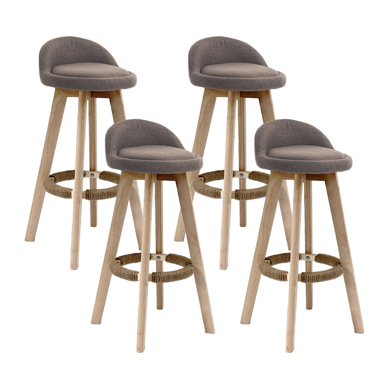 27.56" Wood Scandinavian Kitchen Dining Room Armless Stool Low Back Bar Stool Brown 4 Piece Set Clearhalo 'Bar Furniture' 'Bar Stools' 'bar_stools' 'furn' 'furn_bar_stools' 'Furniture' 'furniture_bar_stools' 'Kitchen & Dining Furniture' 4791128