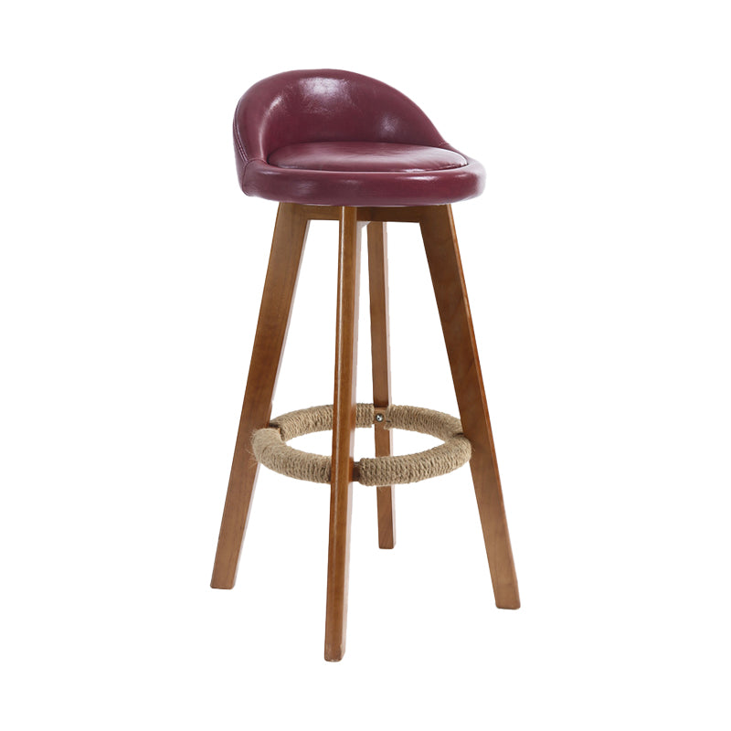 27.56" Wood Scandinavian Kitchen Dining Room Armless Stool Low Back Bar Stool Burgundy 1 Piece Clearhalo 'Bar Furniture' 'Bar Stools' 'bar_stools' 'furn' 'furn_bar_stools' 'Furniture' 'furniture_bar_stools' 'Kitchen & Dining Furniture' 4791132