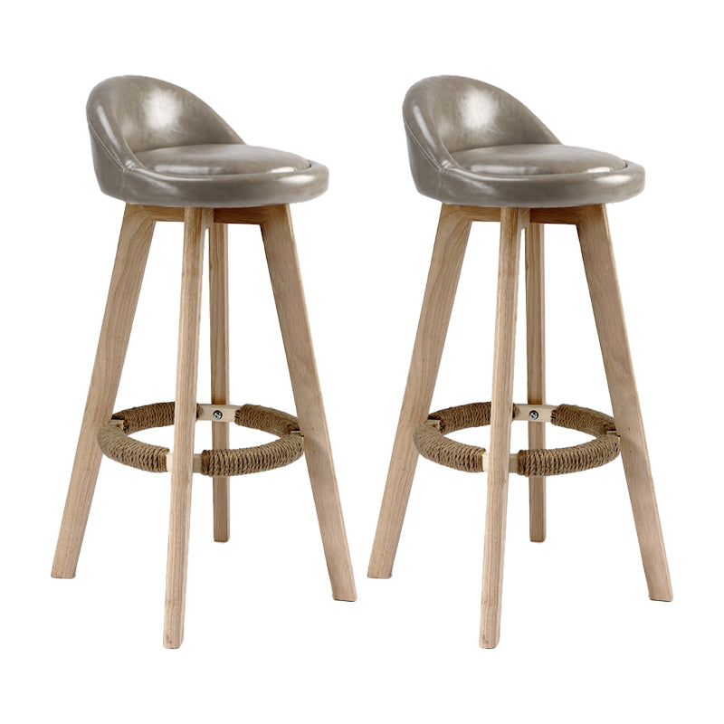 27.56" Wood Scandinavian Kitchen Dining Room Armless Stool Low Back Bar Stool Grey 2 Piece Set Clearhalo 'Bar Furniture' 'Bar Stools' 'bar_stools' 'furn' 'furn_bar_stools' 'Furniture' 'furniture_bar_stools' 'Kitchen & Dining Furniture' 4791136