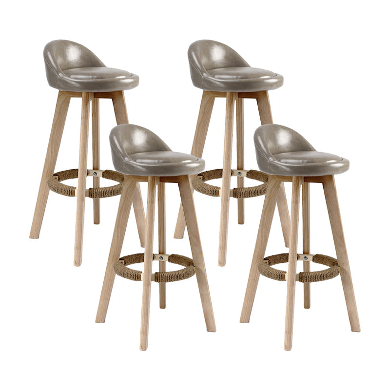 27.56" Wood Scandinavian Kitchen Dining Room Armless Stool Low Back Bar Stool Grey 4 Piece Set Clearhalo 'Bar Furniture' 'Bar Stools' 'bar_stools' 'furn' 'furn_bar_stools' 'Furniture' 'furniture_bar_stools' 'Kitchen & Dining Furniture' 4791137
