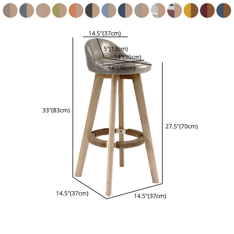 27.56" Wood Scandinavian Kitchen Dining Room Armless Stool Low Back Bar Stool Clearhalo 'Bar Furniture' 'Bar Stools' 'bar_stools' 'furn' 'furn_bar_stools' 'Furniture' 'furniture_bar_stools' 'Kitchen & Dining Furniture' 4791138
