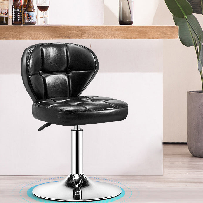 Contemporary Adjustable Bar and Counter Stool Low Back Leather Stool with Pedestal Base Black 1 Piece Short Stool(22"H) Clearhalo 'Bar Furniture' 'Bar Stools' 'bar_stools' 'furn' 'furn_bar_stools' 'Furniture' 'furniture_bar_stools' 'Kitchen & Dining Furniture' 4791140