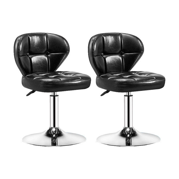 Contemporary Adjustable Bar and Counter Stool Low Back Leather Stool with Pedestal Base Black 2 Piece Set Short Stool(22"H) Clearhalo 'Bar Furniture' 'Bar Stools' 'bar_stools' 'furn' 'furn_bar_stools' 'Furniture' 'furniture_bar_stools' 'Kitchen & Dining Furniture' 4791141
