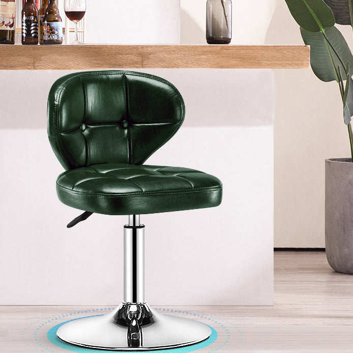 Contemporary Adjustable Bar and Counter Stool Low Back Leather Stool with Pedestal Base Green 1 Piece Short Stool(22"H) Clearhalo 'Bar Furniture' 'Bar Stools' 'bar_stools' 'furn' 'furn_bar_stools' 'Furniture' 'furniture_bar_stools' 'Kitchen & Dining Furniture' 4791146