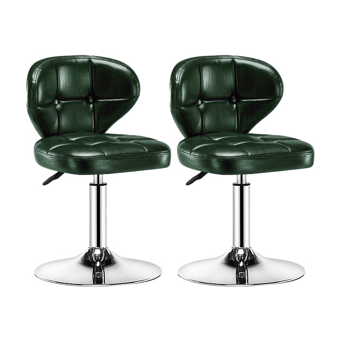 Contemporary Adjustable Bar and Counter Stool Low Back Leather Stool with Pedestal Base Green 2 Piece Set Short Stool(22"H) Clearhalo 'Bar Furniture' 'Bar Stools' 'bar_stools' 'furn' 'furn_bar_stools' 'Furniture' 'furniture_bar_stools' 'Kitchen & Dining Furniture' 4791148