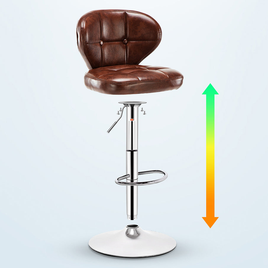 Contemporary Adjustable Bar and Counter Stool Low Back Leather Stool with Pedestal Base Clearhalo 'Bar Furniture' 'Bar Stools' 'bar_stools' 'furn' 'furn_bar_stools' 'Furniture' 'furniture_bar_stools' 'Kitchen & Dining Furniture' 4791153