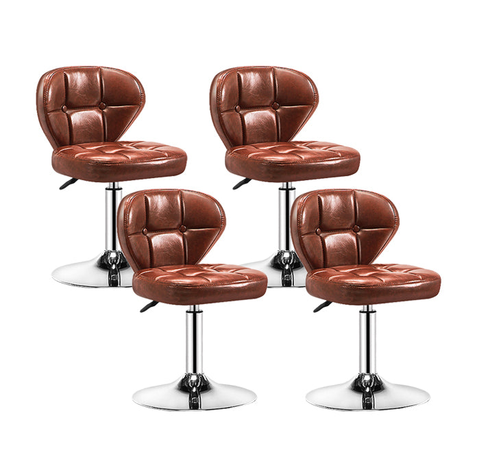 Contemporary Adjustable Bar and Counter Stool Low Back Leather Stool with Pedestal Base Brown 4 Piece Set Short Stool(22"H) Clearhalo 'Bar Furniture' 'Bar Stools' 'bar_stools' 'furn' 'furn_bar_stools' 'Furniture' 'furniture_bar_stools' 'Kitchen & Dining Furniture' 4791155