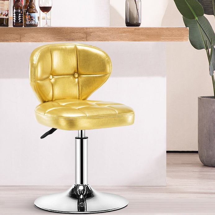 Contemporary Adjustable Bar and Counter Stool Low Back Leather Stool with Pedestal Base Gold 1 Piece Short Stool(22"H) Clearhalo 'Bar Furniture' 'Bar Stools' 'bar_stools' 'furn' 'furn_bar_stools' 'Furniture' 'furniture_bar_stools' 'Kitchen & Dining Furniture' 4791158