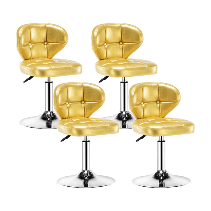 Contemporary Adjustable Bar and Counter Stool Low Back Leather Stool with Pedestal Base Gold 4 Piece Set Short Stool(22"H) Clearhalo 'Bar Furniture' 'Bar Stools' 'bar_stools' 'furn' 'furn_bar_stools' 'Furniture' 'furniture_bar_stools' 'Kitchen & Dining Furniture' 4791160