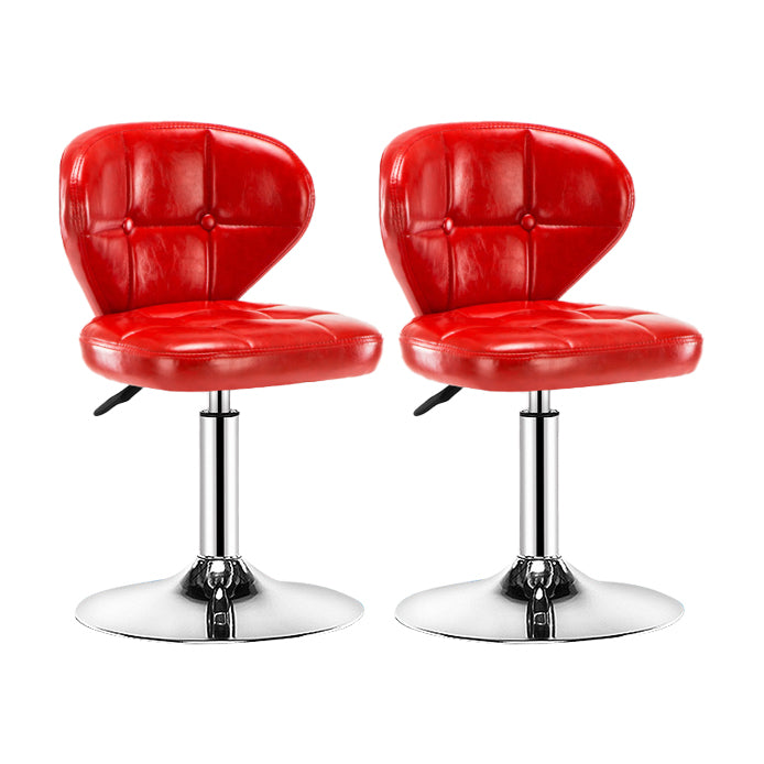 Contemporary Adjustable Bar and Counter Stool Low Back Leather Stool with Pedestal Base Red 2 Piece Set Short Stool(22"H) Clearhalo 'Bar Furniture' 'Bar Stools' 'bar_stools' 'furn' 'furn_bar_stools' 'Furniture' 'furniture_bar_stools' 'Kitchen & Dining Furniture' 4791162