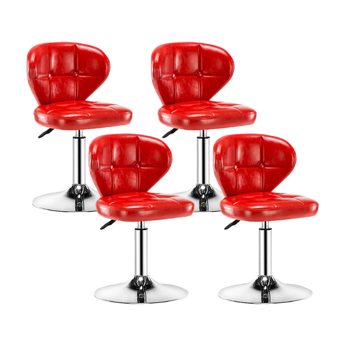 Contemporary Adjustable Bar and Counter Stool Low Back Leather Stool with Pedestal Base Red 4 Piece Set Short Stool(22"H) Clearhalo 'Bar Furniture' 'Bar Stools' 'bar_stools' 'furn' 'furn_bar_stools' 'Furniture' 'furniture_bar_stools' 'Kitchen & Dining Furniture' 4791163