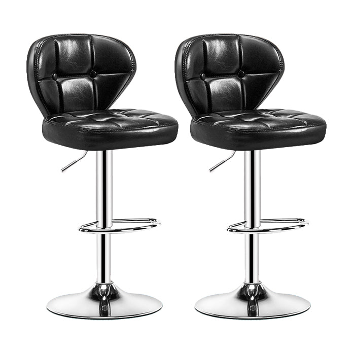 Contemporary Adjustable Bar and Counter Stool Low Back Leather Stool with Pedestal Base Black 2 Piece Set Bar Stool(33"H) Clearhalo 'Bar Furniture' 'Bar Stools' 'bar_stools' 'furn' 'furn_bar_stools' 'Furniture' 'furniture_bar_stools' 'Kitchen & Dining Furniture' 4791168
