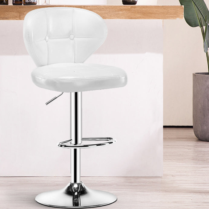 Contemporary Adjustable Bar and Counter Stool Low Back Leather Stool with Pedestal Base White 1 Piece Bar Stool(33"H) Clearhalo 'Bar Furniture' 'Bar Stools' 'bar_stools' 'furn' 'furn_bar_stools' 'Furniture' 'furniture_bar_stools' 'Kitchen & Dining Furniture' 4791170