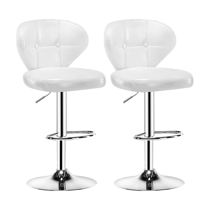 Contemporary Adjustable Bar and Counter Stool Low Back Leather Stool with Pedestal Base White 2 Piece Set Bar Stool(33"H) Clearhalo 'Bar Furniture' 'Bar Stools' 'bar_stools' 'furn' 'furn_bar_stools' 'Furniture' 'furniture_bar_stools' 'Kitchen & Dining Furniture' 4791171